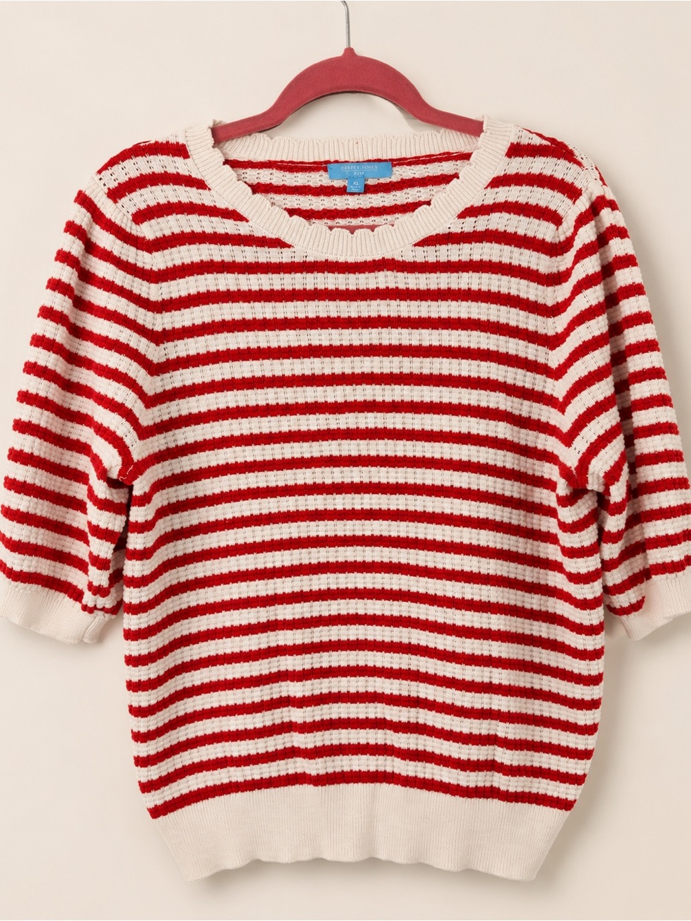 Draper James Red and White Striped Crewneck Sweater